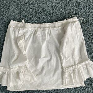 Banana Republic White Off-Shoulder Ruffle Shirt